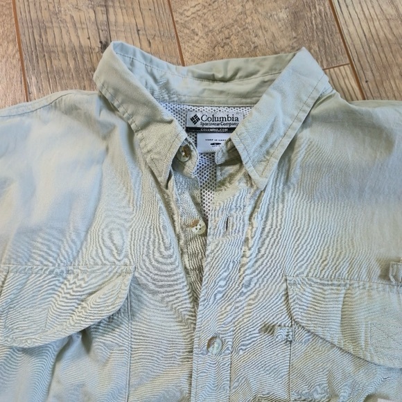 Columbia PFG Performance Fishing Gear Mens Large Tan Outdoor Adventure Shirt - Picture 4 of 11
